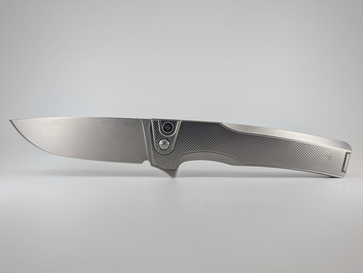 MachineWise Sonora Raw Ti (S90V | Titanium Bolster | Diamond Handle) Buttonlock Folding Knife #1378