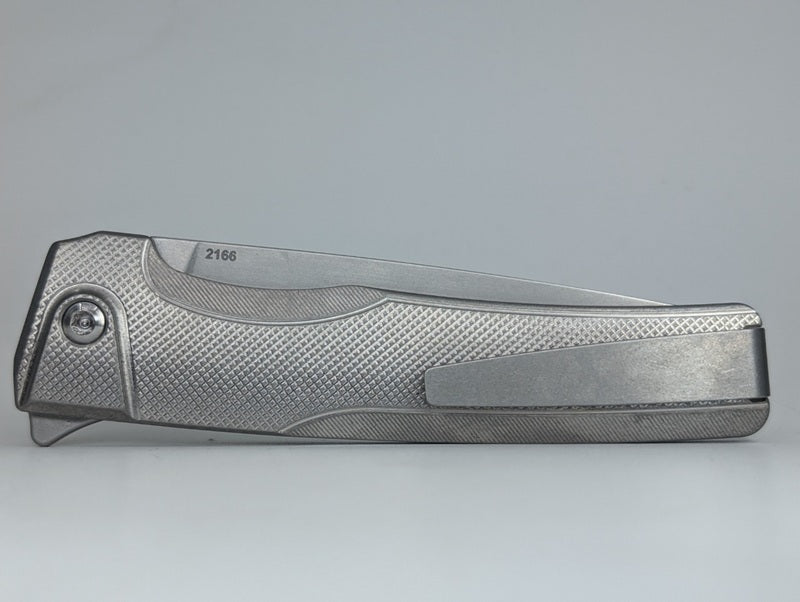 MachineWise Sonora Raw (S90V | Brass Bolster | Diamonds Handle) Button Lock Folding Knife #2166