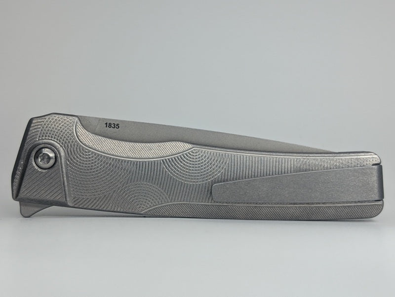 MachineWise Sonora Raw Ti ( S90V | Ti Bolster | Ripple )Integral Buttonlock Folding Knife #1835