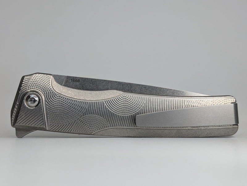 MachineWise Sonora Ripples Raw 1660 (S90V | Brass Bolster) Buttonlock Folding Knife