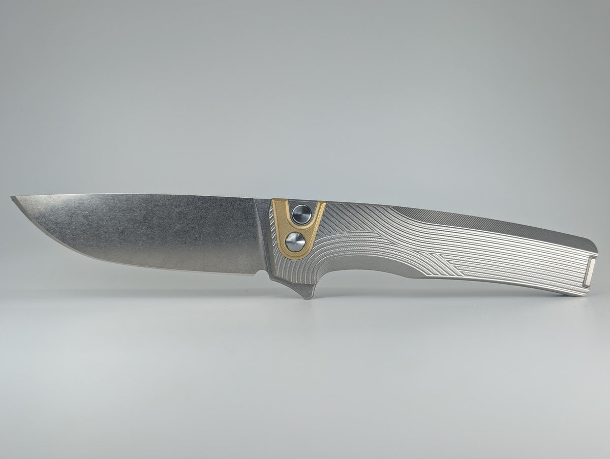 MachineWise Sonora Raw Streamliner w/ Brass Bolster Buttonlock Folding Knife