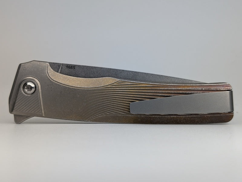 MachineWise Sonora Sun Ray Raw Fade 1685 (S90V | Ti Bolster) Buttonlock Folding Knife