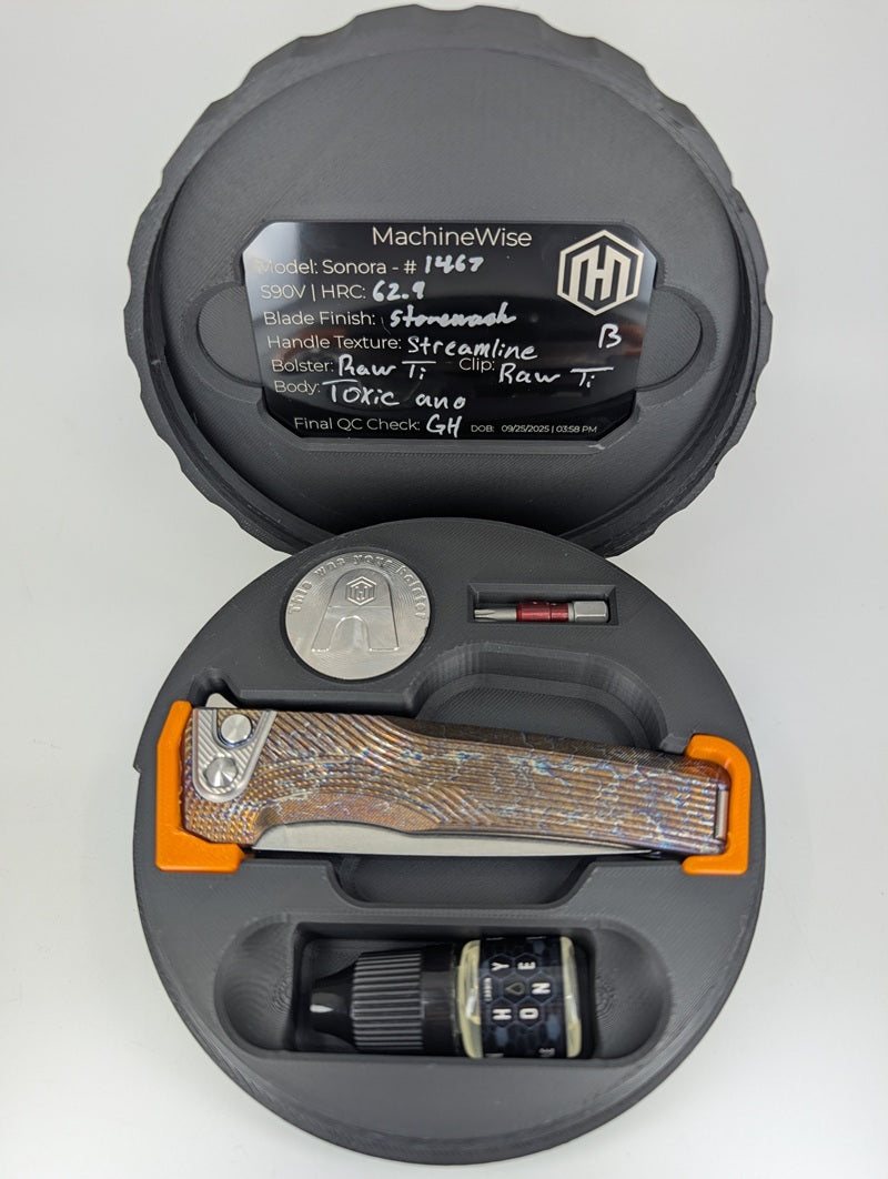 MachineWise Sonora Toxic w/ Ti Bolster Buttonlock Folding Knife #1467 *BLEM*