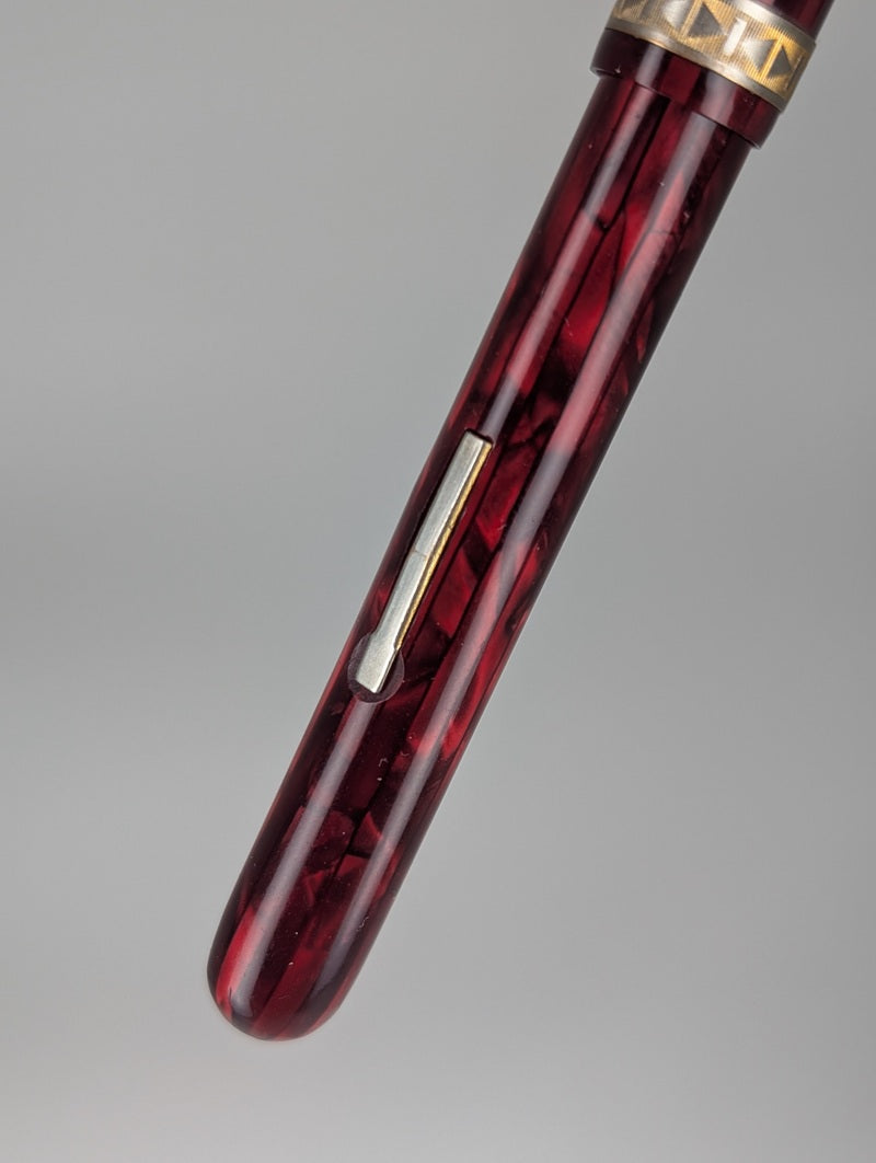 *Consignment* Majestic Ruby Red Celluloid Vintage Fountain Pen 14k Gold Fine Nib