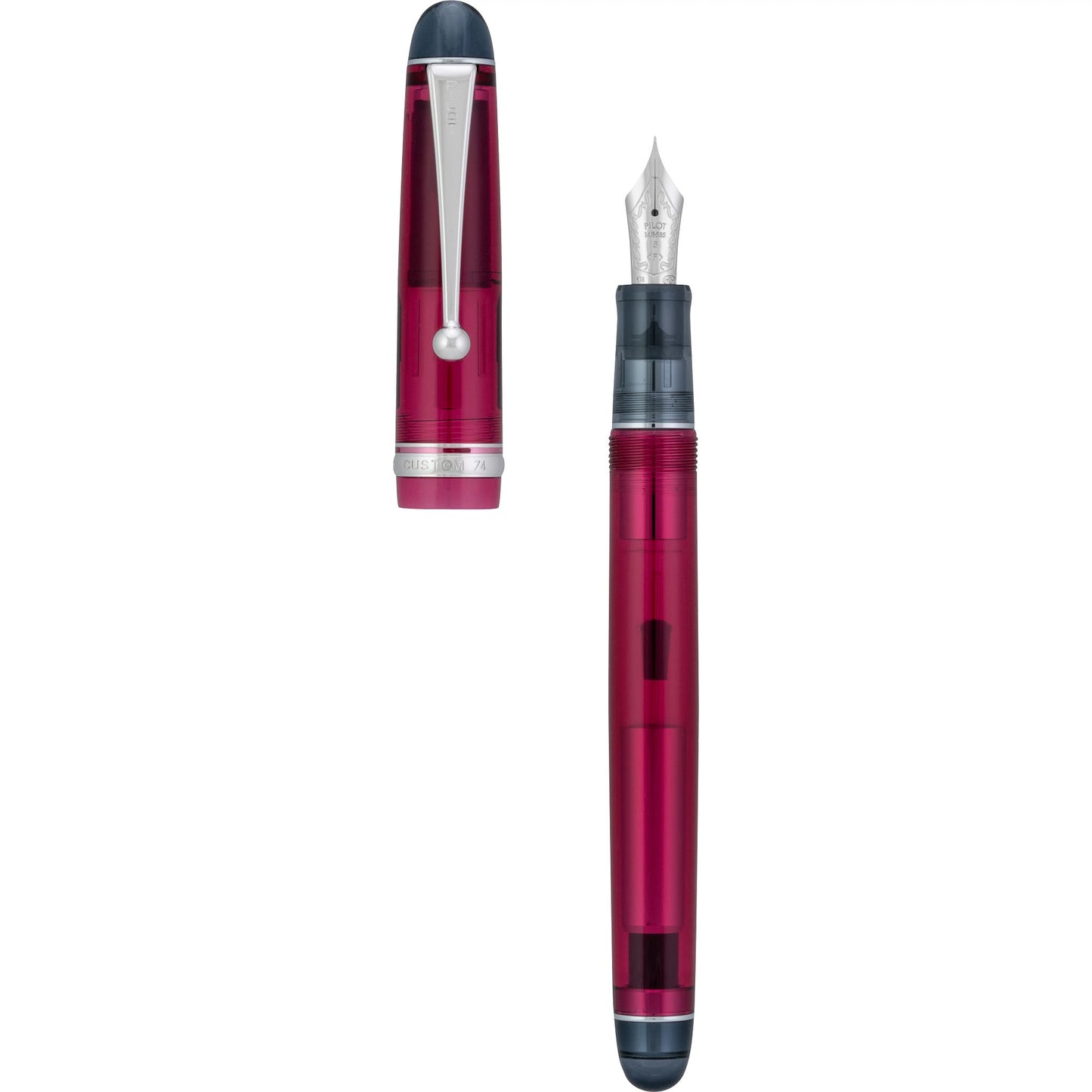 Pilot Custom 74 Fountain Pen with silver accents on a white background