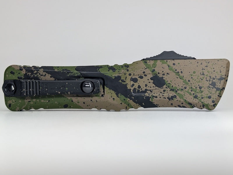 Microtech Combat Troodon D/E Gen III OD Green / Tan Black Splatter Out the Front Knife