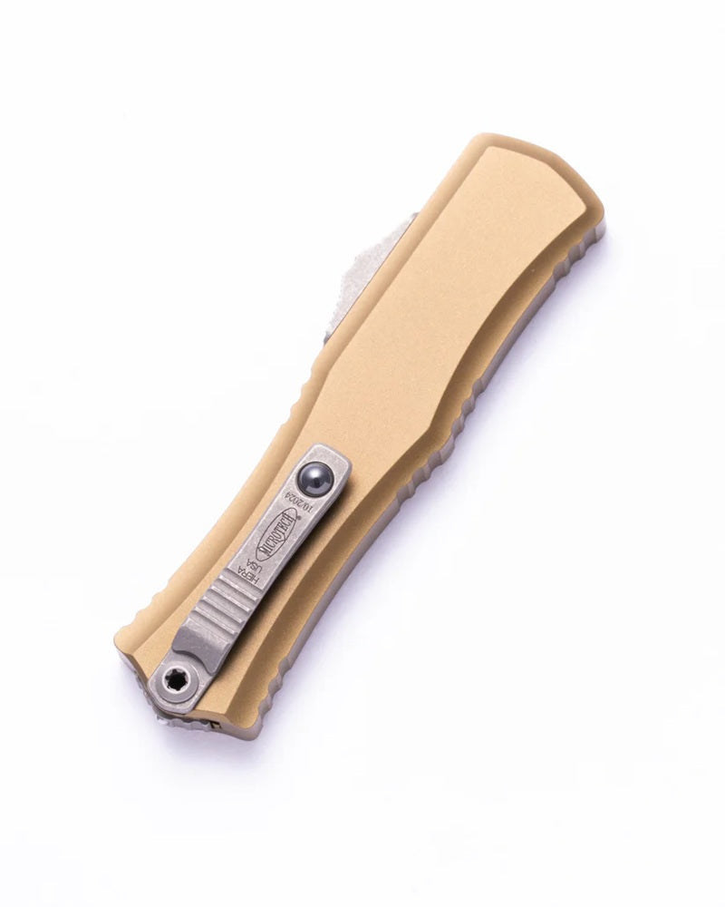 Microtech Hera II Mini D/E OD Green Apocalyptic Full Serrated Out the Front Knife