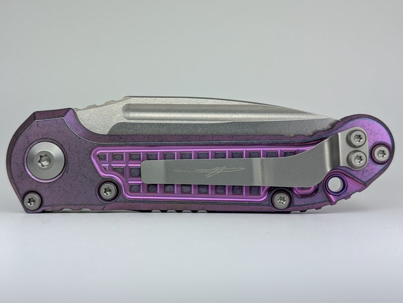 Microtech L.U.D.T Clip Point Marfione Select Purple Haze Titanium Auto Folding Knife
