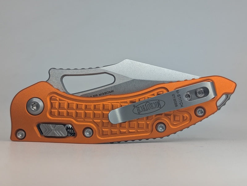 Microtech M-Stitch RAM-LOK Single Edge Frag Orange Stonewash Folding Knife
