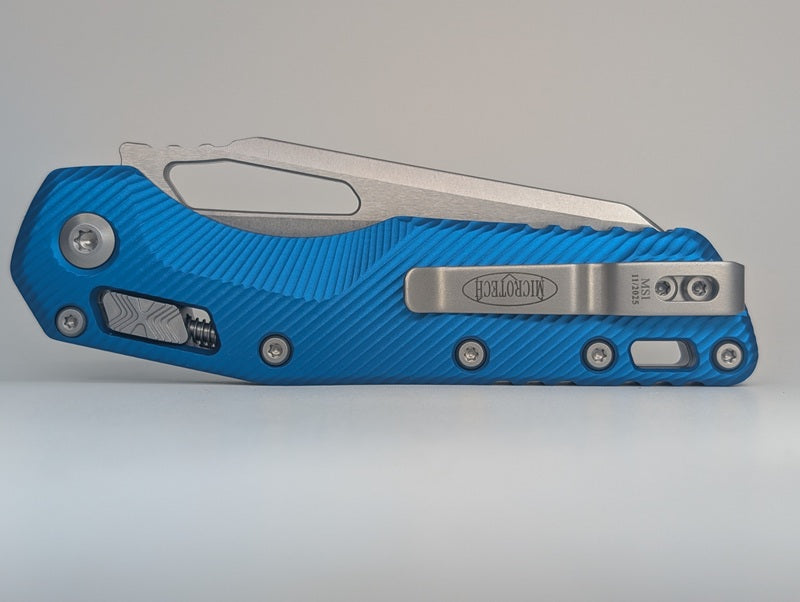 Microtech MSI S/E Fluted Aluminum Blue Apocalyptic Folding Knife