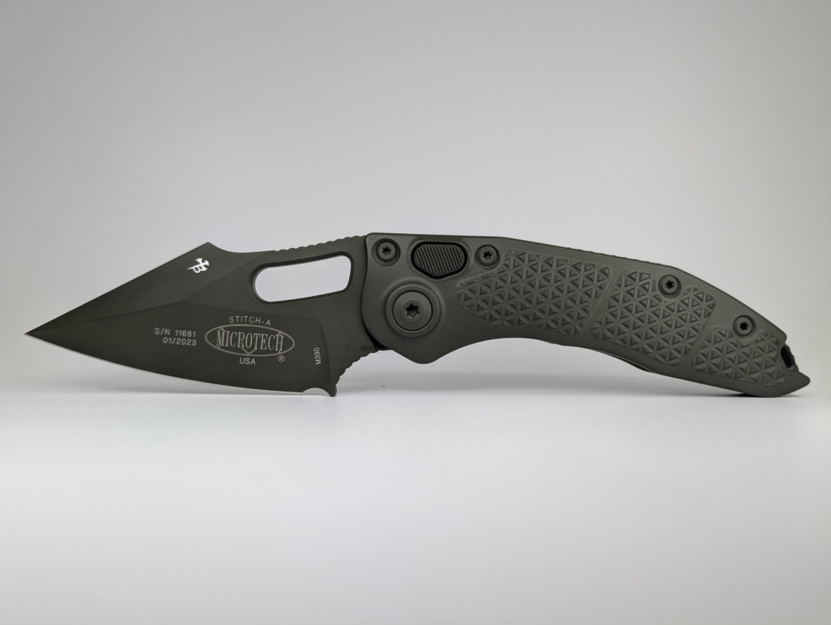 *Consignment* Microtech Stitch Auto S/E Cerakote OD Green Folding Knife