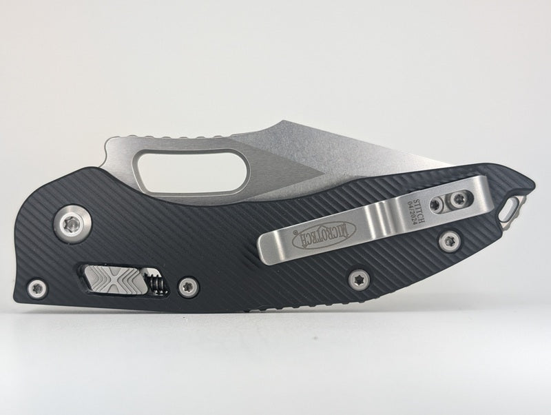 *Consignment* Microtech Stitch RAM-LOK Black Aluminum Fluted Stonewash Folding Knife