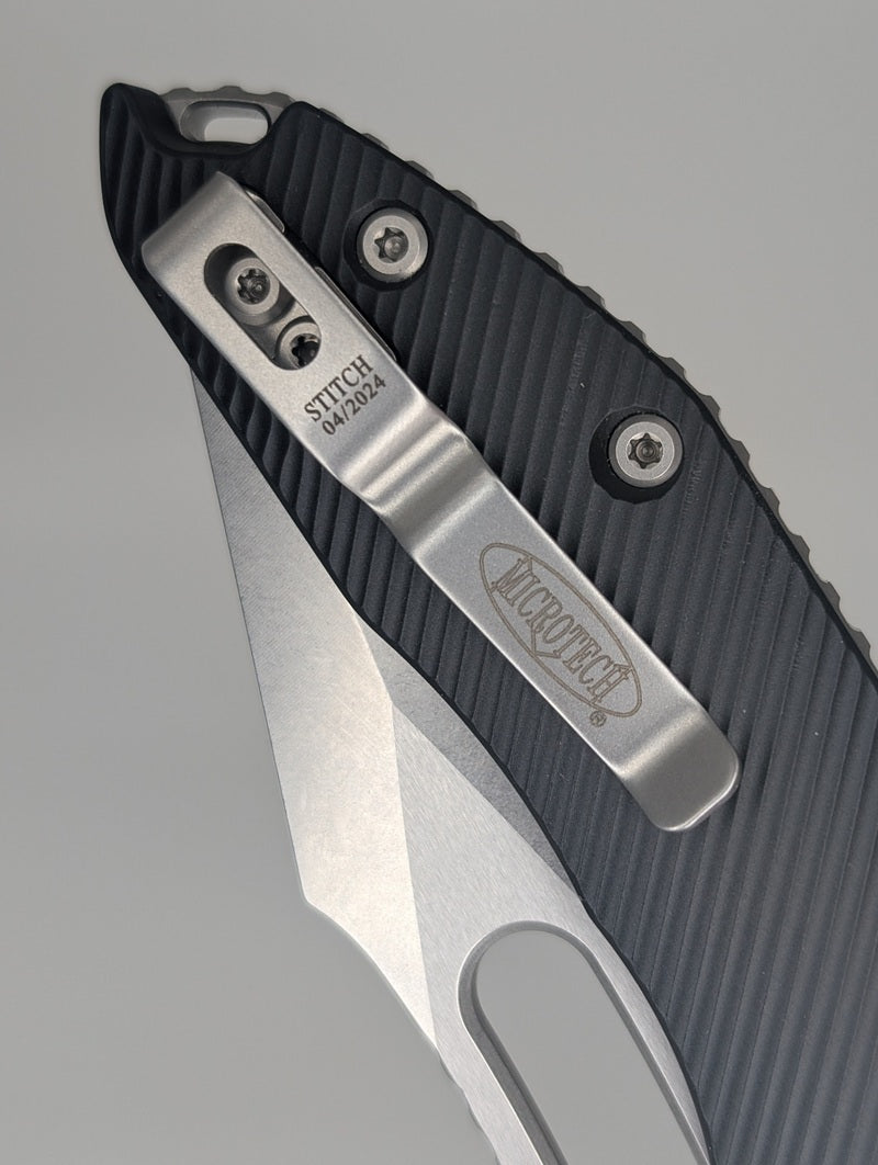 *Consignment* Microtech Stitch RAM-LOK Black Aluminum Fluted Stonewash Folding Knife