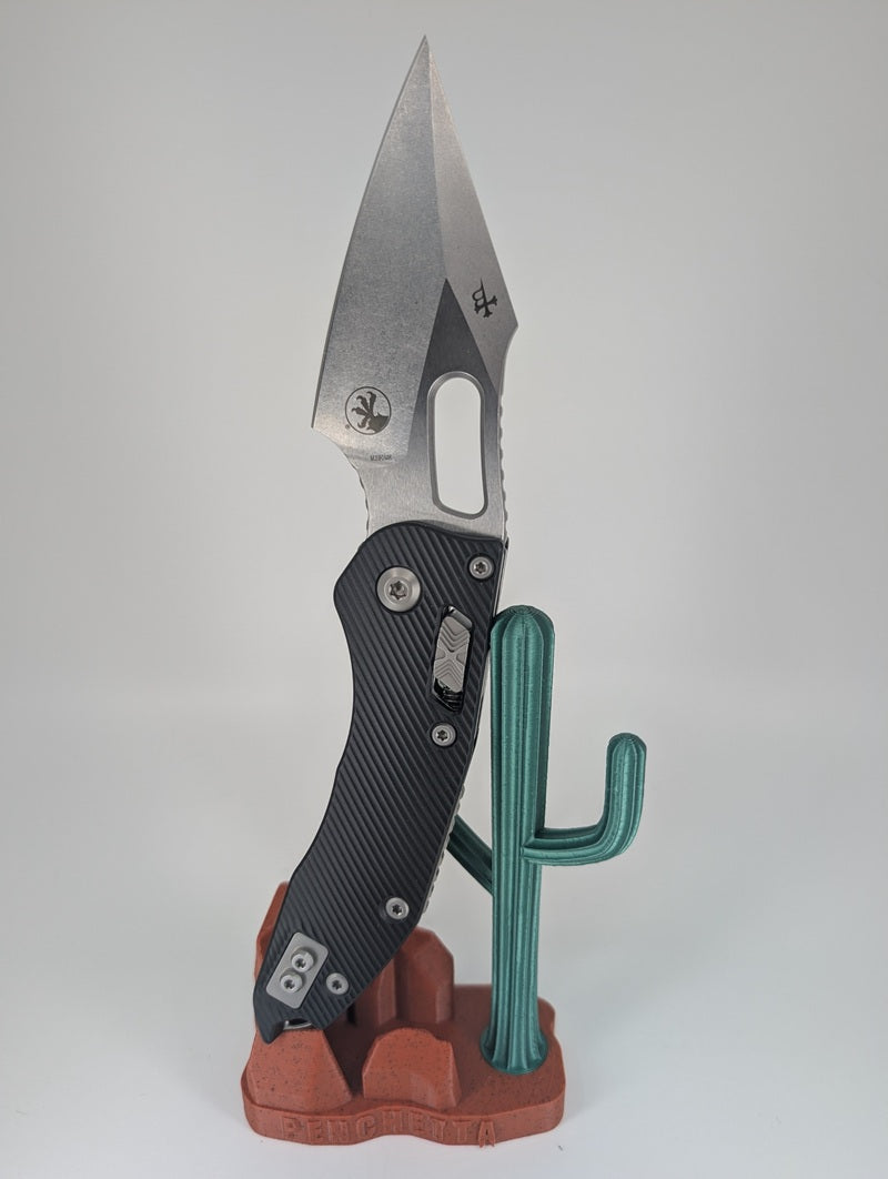 *Consignment* Microtech Stitch RAM-LOK Black Aluminum Fluted Stonewash Folding Knife