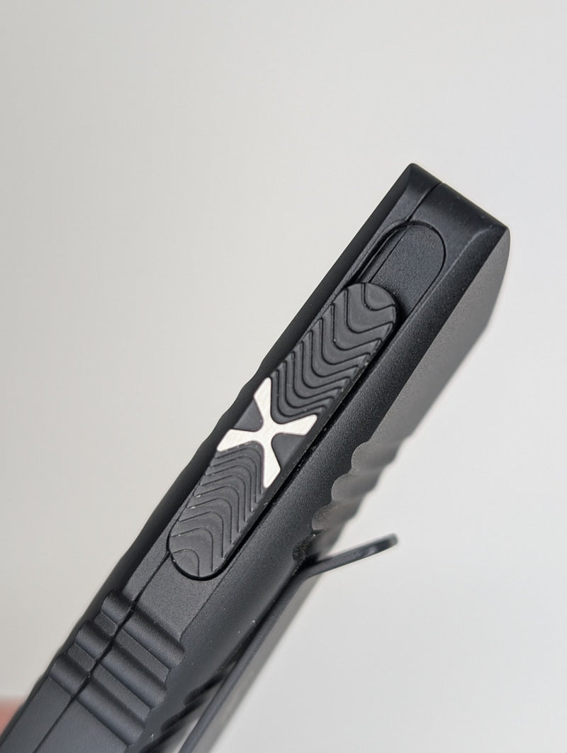 *Consignment* Microtech Troodon Mini D/E Damascus Signature Series Aluminum w/ Ringed Hardware Out the Front Knife