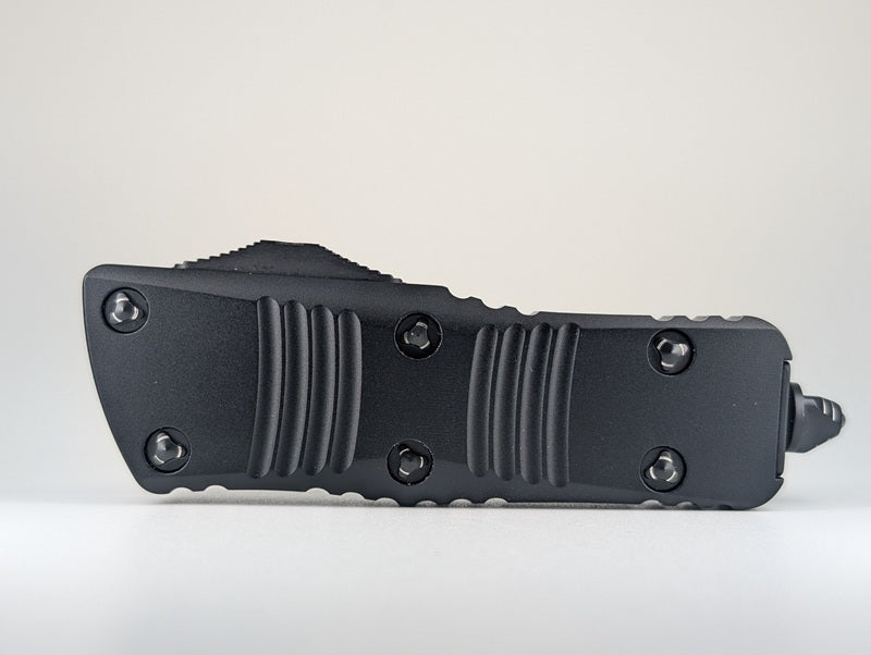 *Consignment* Microtech Troodon Mini D/E Damascus Signature Series Aluminum w/ Ringed Hardware Out the Front Knife