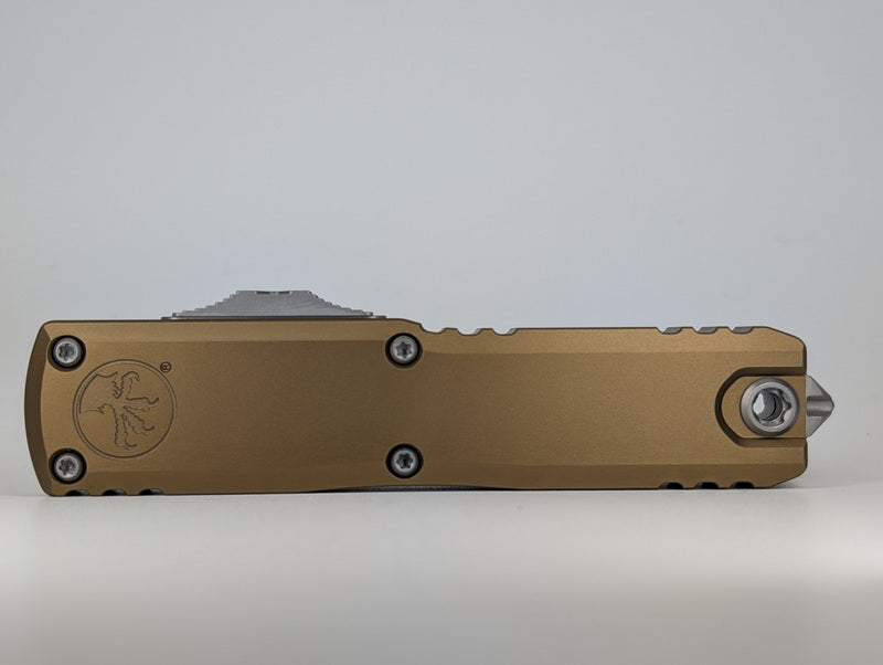 Microtech UTX-85 Gen IV D/E Tan Stonewash Out the Front Knife