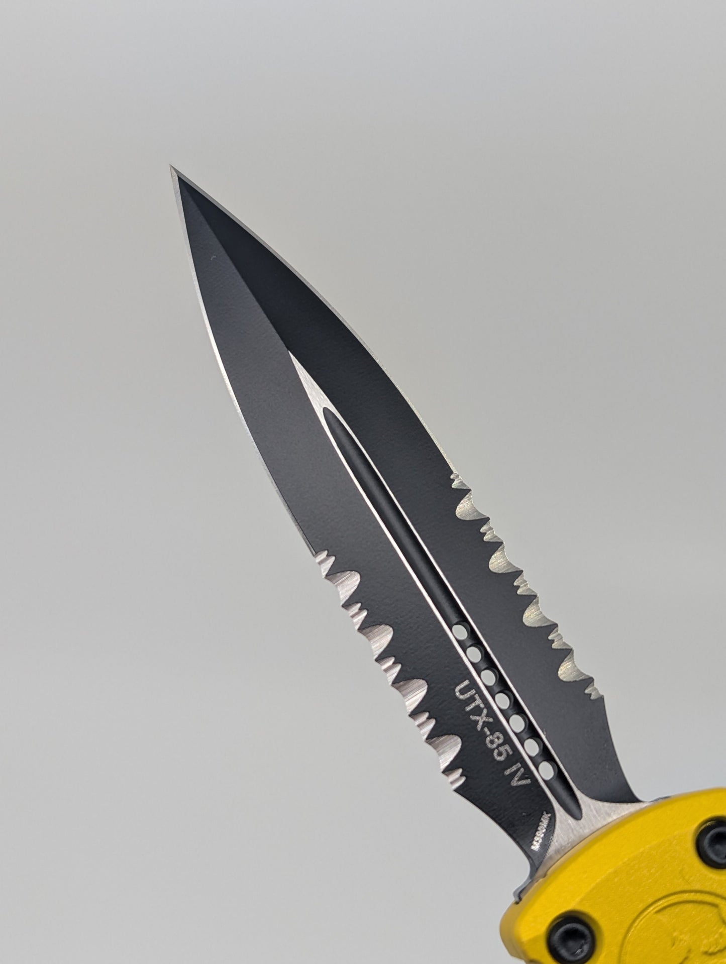 Microtech UTX-85 Gen IV Yellow DLC Black Out the Front Knife