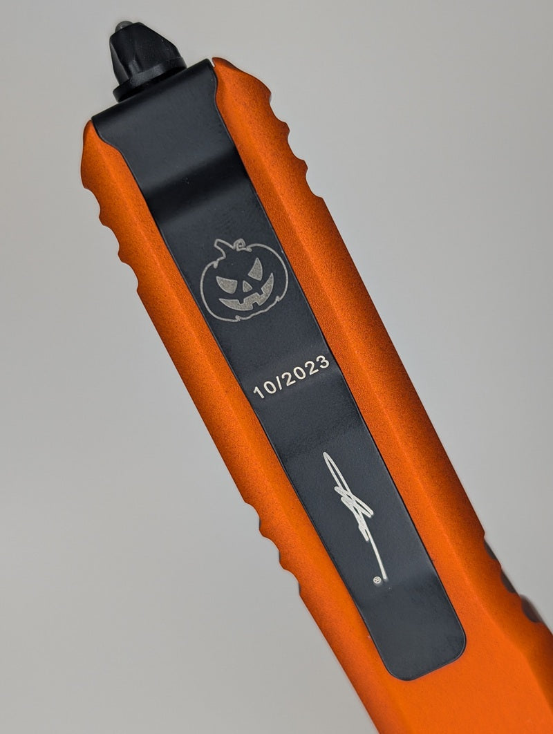 *Consignment* Microtech Ultratech Halloween Orange Signature Series Out the Front Knife