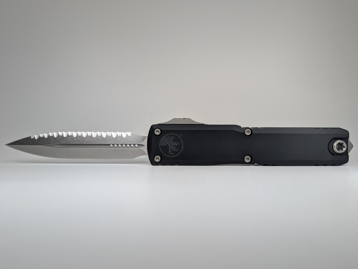 *Consignment* Microtech Ultratech Gen III ZBT D/E Stonewash Full Serrated Out the Front Knife