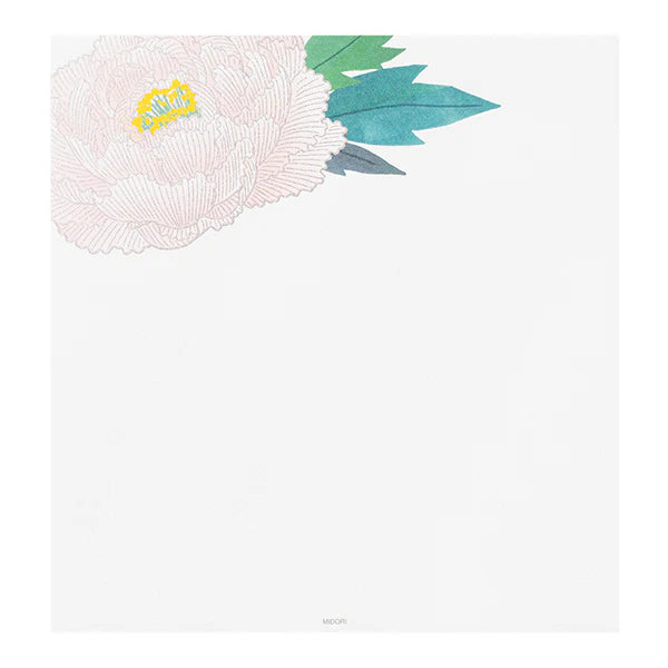 Midori Letter Pad - Silk-Printing Winter Peony