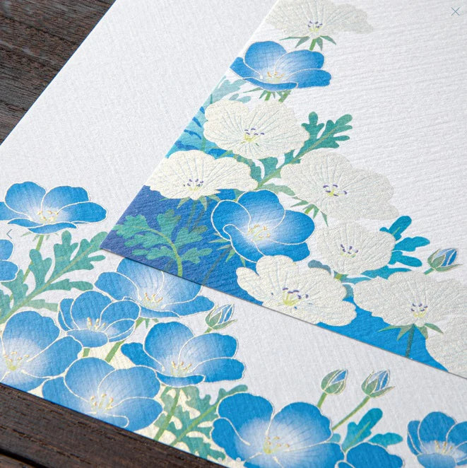 Midori Letter Pad - Silk Printing Nemophila