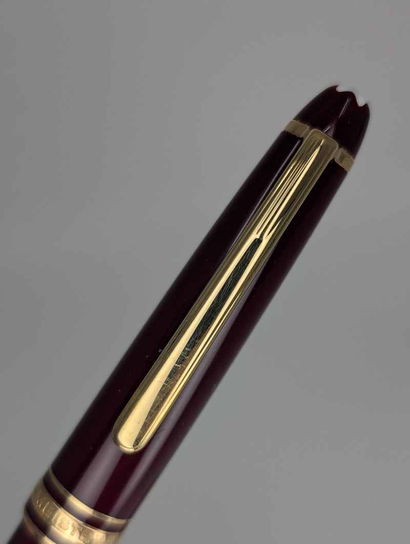 *Consignment* Montblanc Burgundy Set Ballpoint / Fineliner / Document Marker w/ Burgundy Leather Case