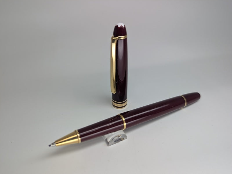 *Consignment* Montblanc Burgundy Set Ballpoint / Fineliner / Document Marker w/ Burgundy Leather Case