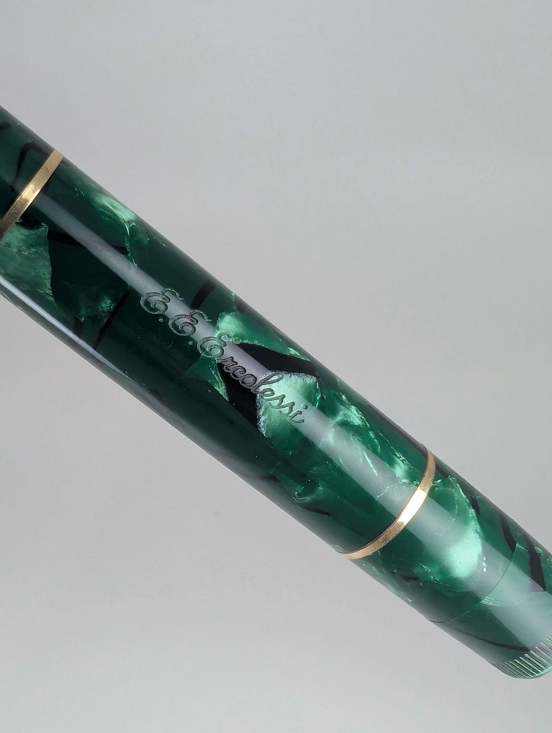 *Consignment* 1996 OMAS per Ercolessi Green Fountain Pen 18k Gold Medium Nib