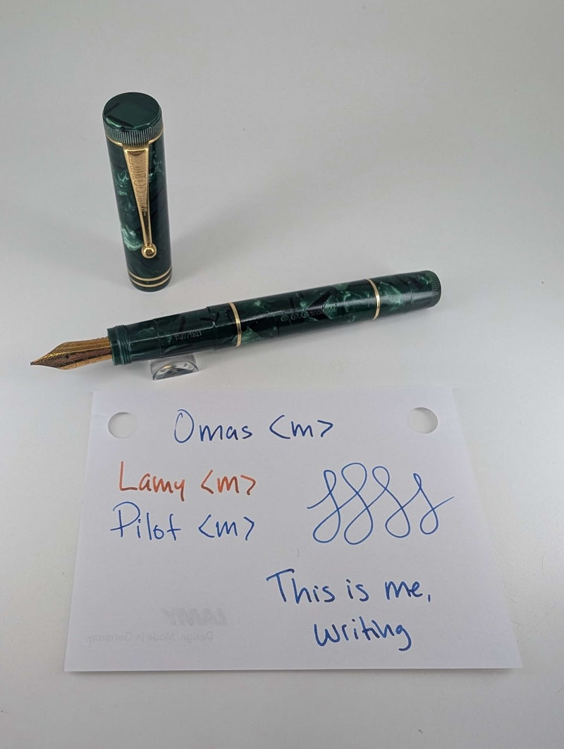 *Consignment* 1996 OMAS per Ercolessi Green Fountain Pen 18k Gold Medium Nib
