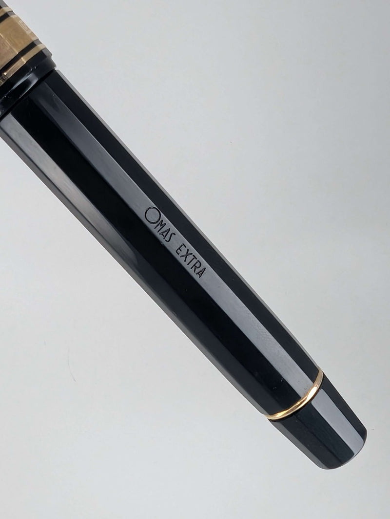 *Consignment* OMAS Extra Milord Black / Gold Fountain Pen 14k Gold Italic Nib