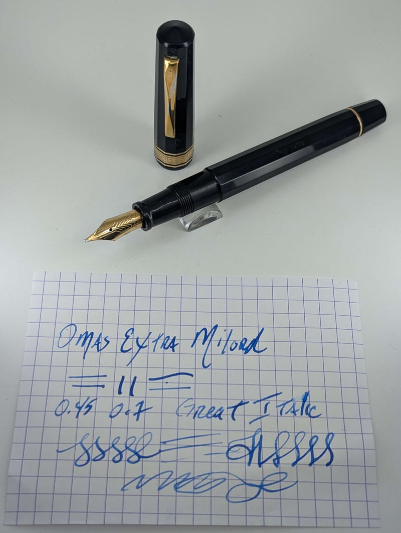 *Consignment* OMAS Extra Milord Black / Gold Fountain Pen 14k Gold Italic Nib