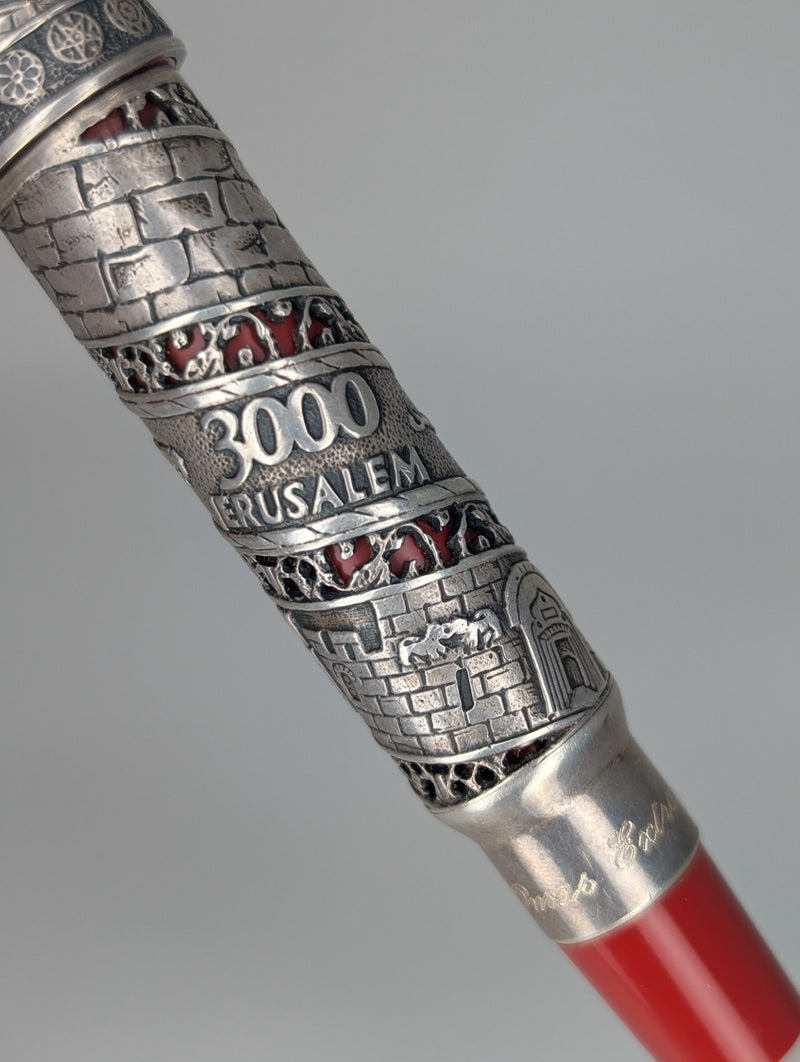 *Consignment* OMAS Jerusalem 3000 Limited Edition Sterling Silver Fountain Pen 18k Gold Broad Nib