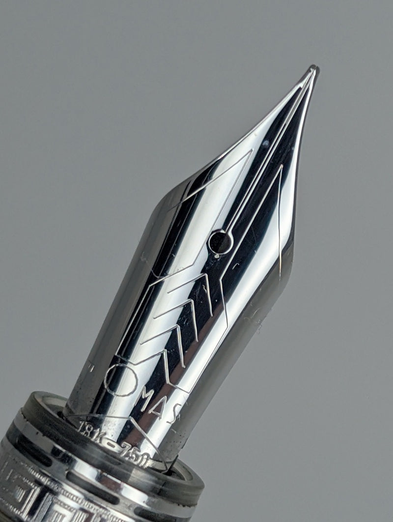 *Consignment* Omas Ogiva Vision w/ Silver Trim Demonstrator Fountain Pen 18k Gold Fine Nib