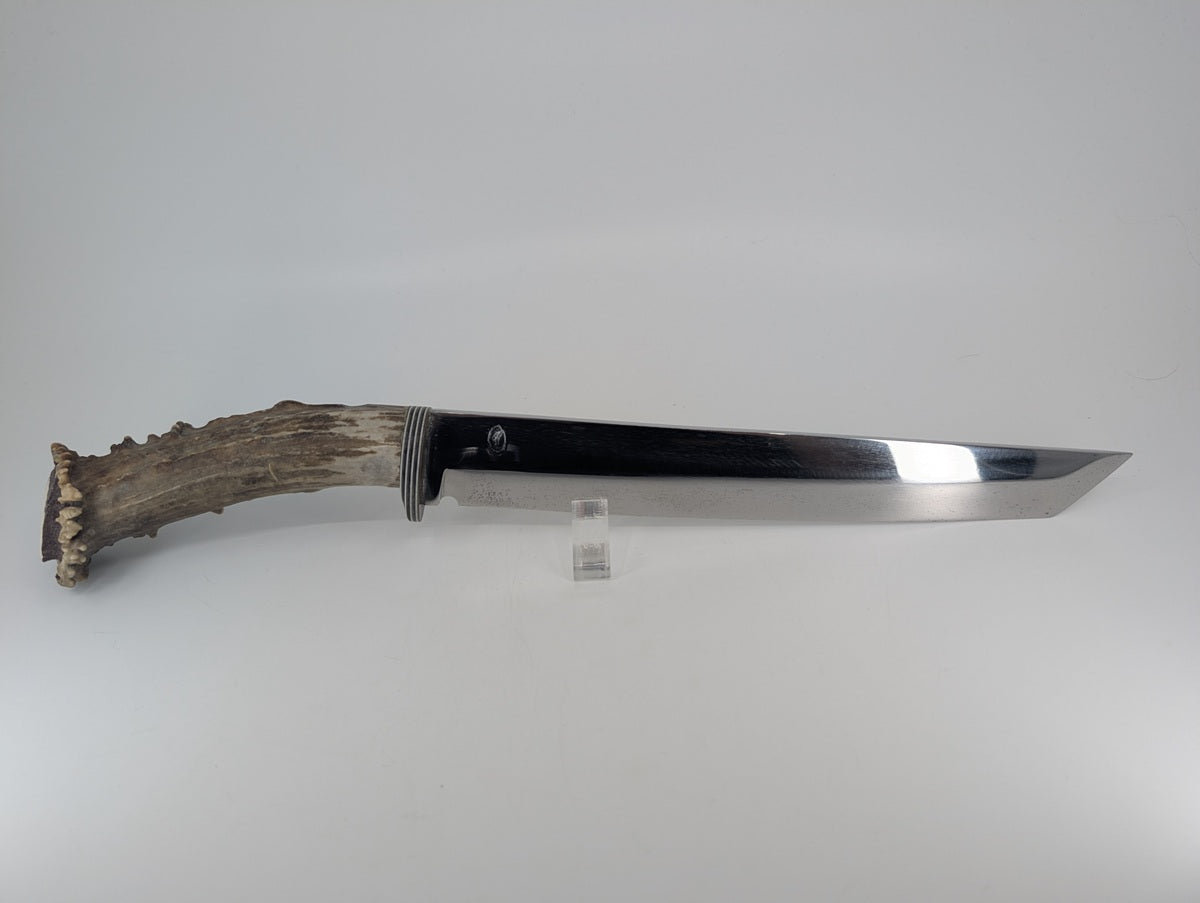 *Consignment* Oleg Krymlin 9in. Tanto Stag Handle Fixed Blade Knife