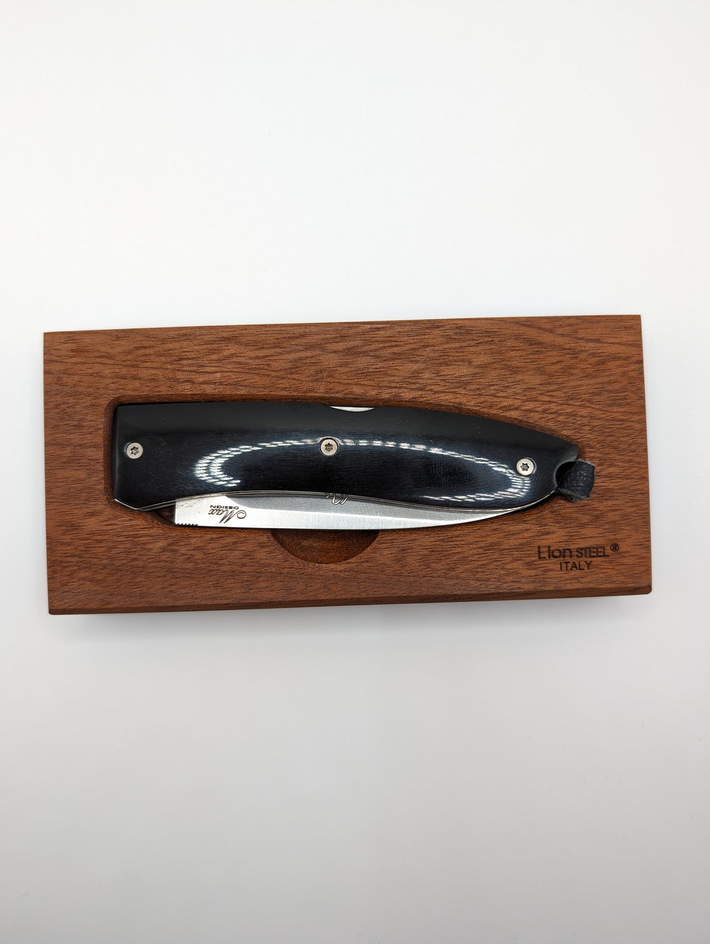 Lionsteel 8800D Opera Black Buffalo Horn Folding Knife Back Lock