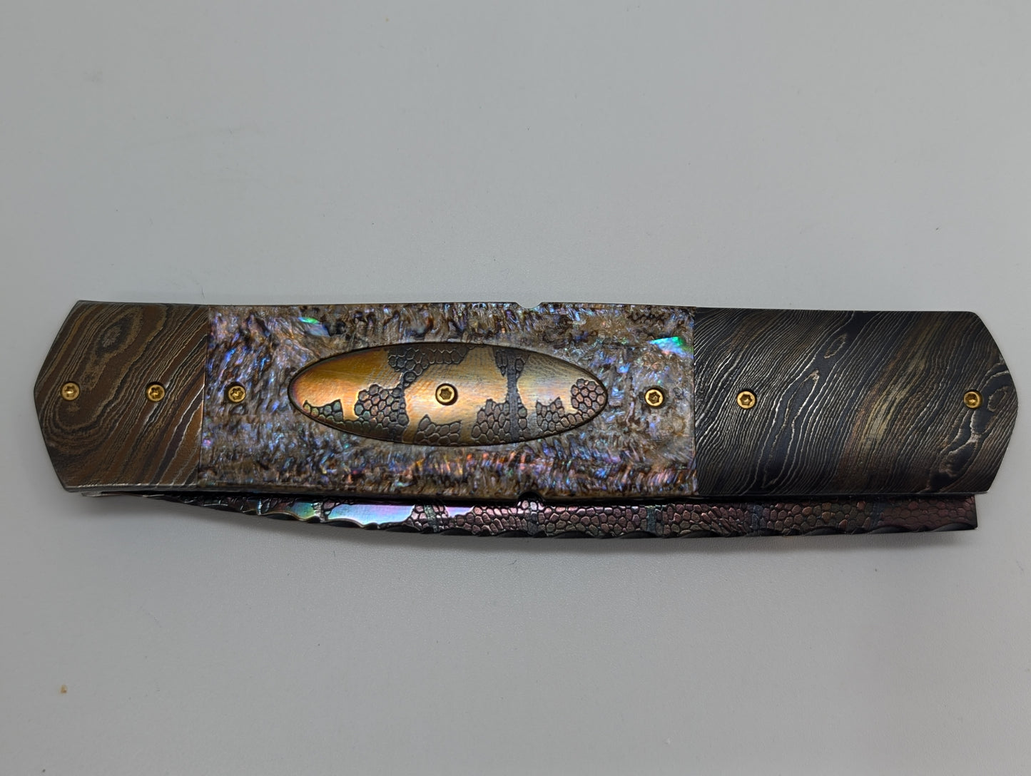 Johan Gustafsson Custom Rhino Abalone Folding Knife