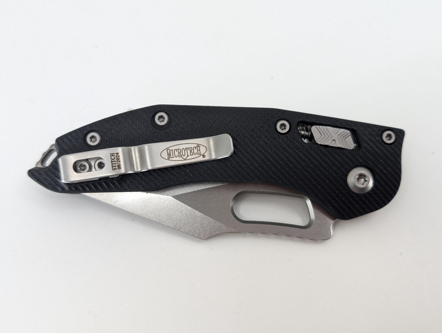 Microtech Stitch Ram-Lok S/E Fluted G10 Black Stonewash Folding Knife