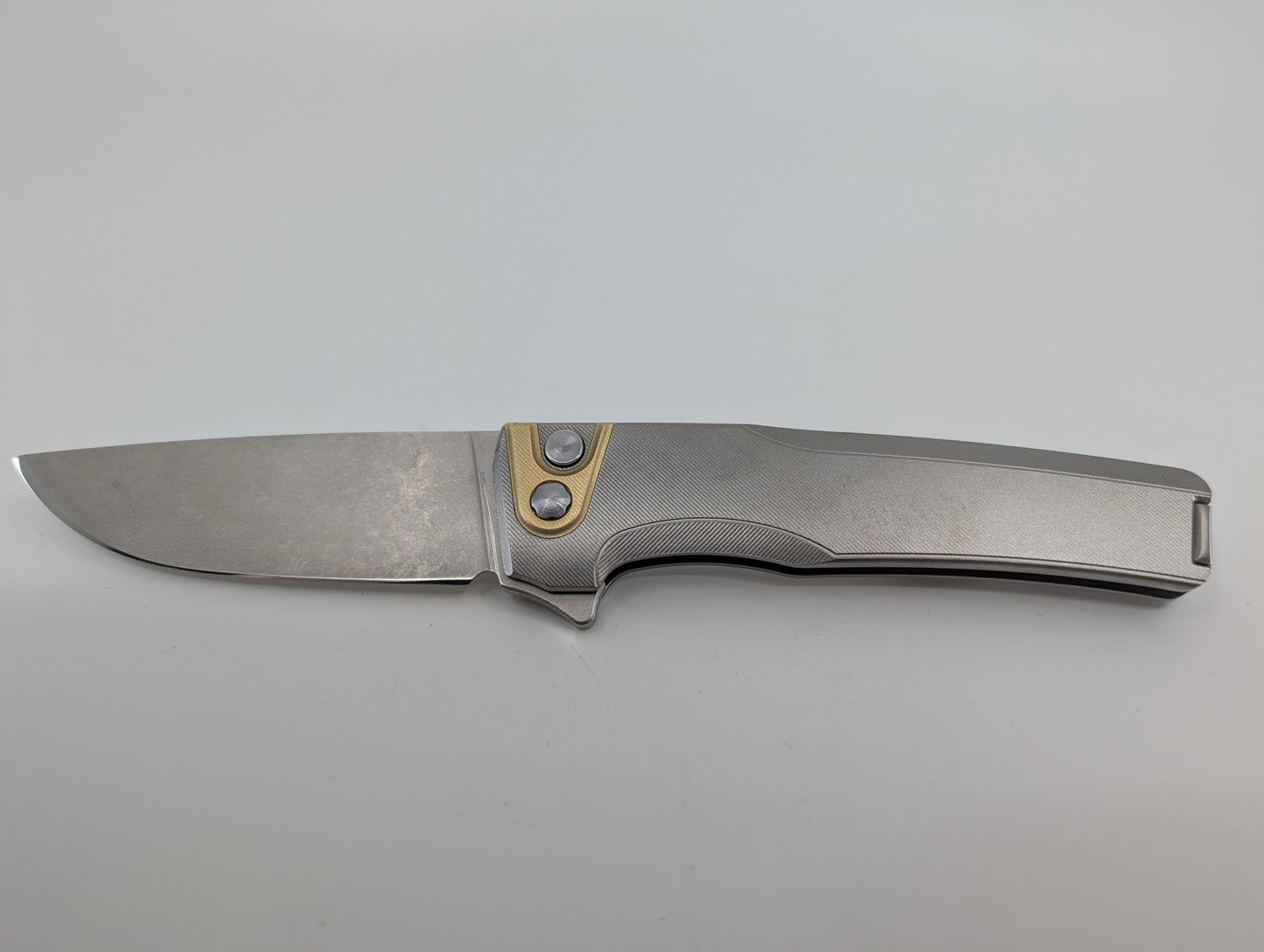 MachineWise Sonora Raw (CPM 20CV | Brass Bolster | Finestep Handle) Buttonlock Folding Knife 982 *BLEM*