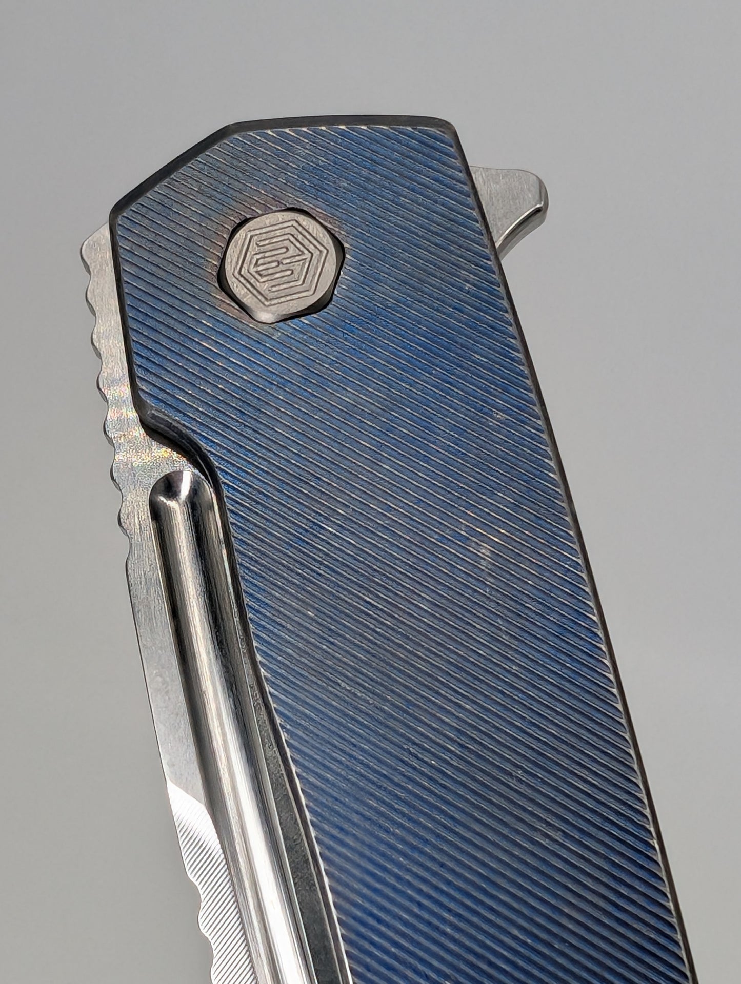 MachineWise Mojave Navy Ti Distressed (CPM 20CV | Stonewash | Finestep Handle) Buttonlock Folding Knife 45