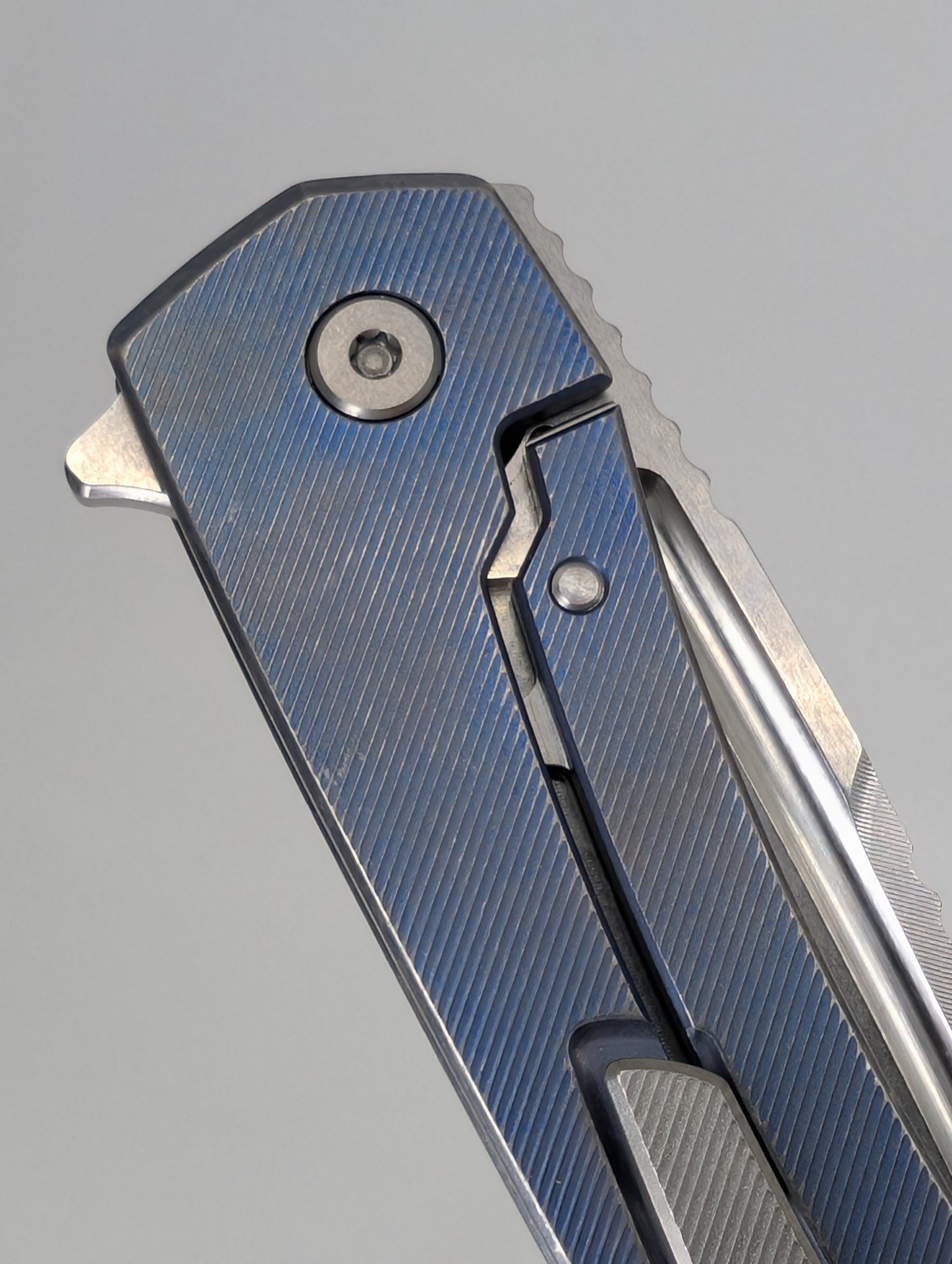 MachineWise Mojave Navy Ti Distressed (CPM 20CV | Stonewash | Finestep Handle) Buttonlock Folding Knife 45
