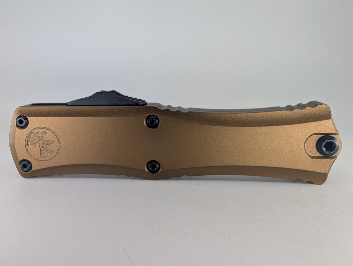 Microtech Hera II Mini D/E Tan w/ Black Hardware Tactical Out the Front Knife