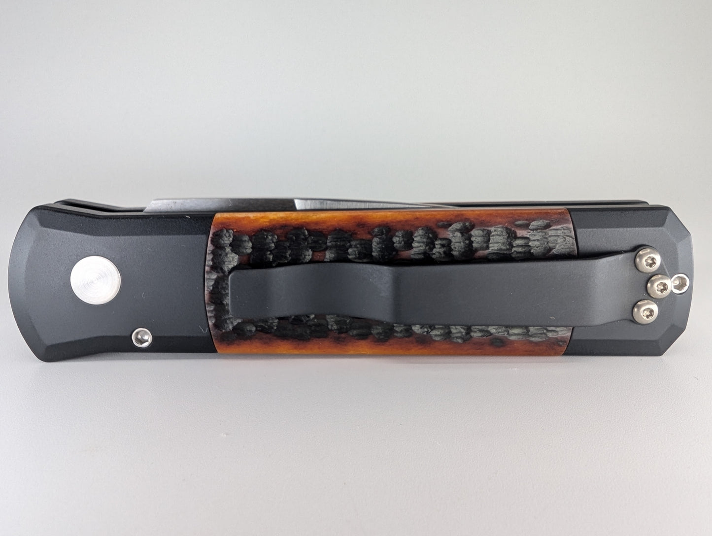 Protech Godson Custom Jigged Bone Inlay Mosaic Buttonlock Auto Folding Knife