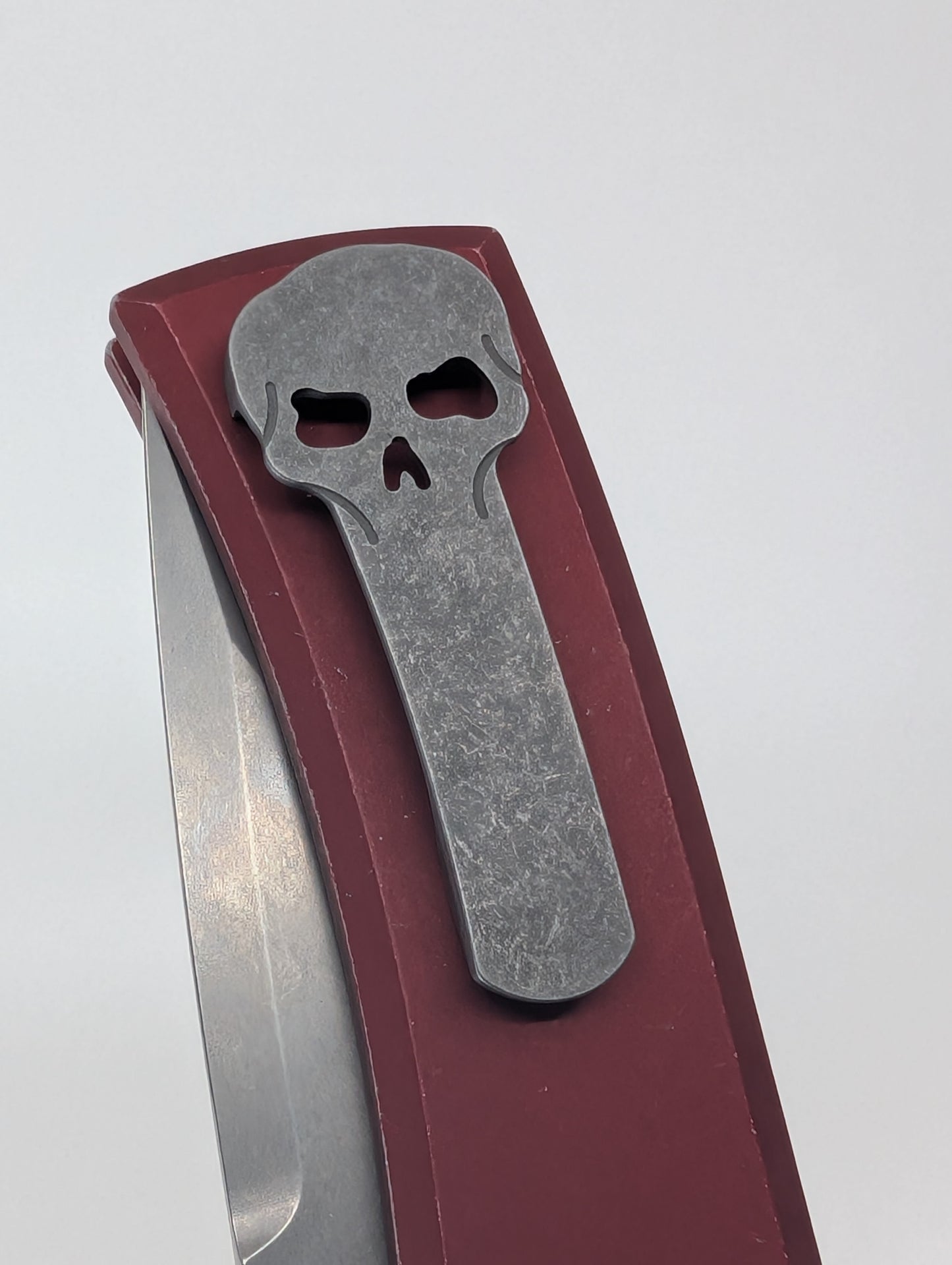 Protech Chaves Knives Collab "Redencion" Battleworn Red Stonewash S35-VN Pearl Button Auto Folder
