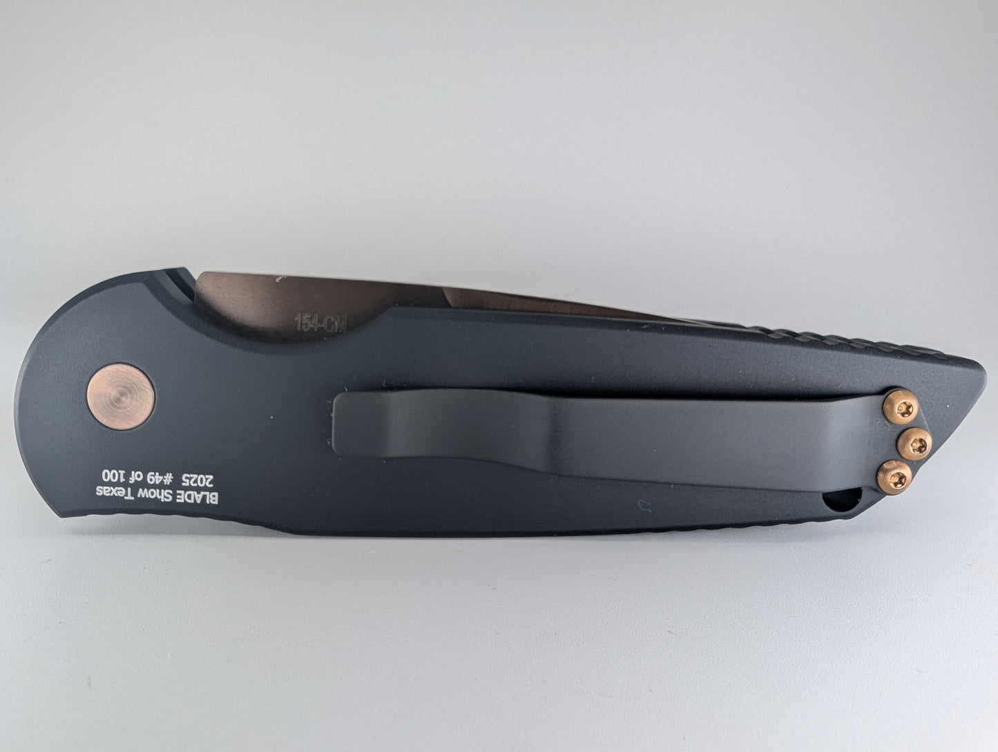 Protech Tactical Response 3 Blade Show Texas 2025 Rose Gold Blade Auto Folding Knife