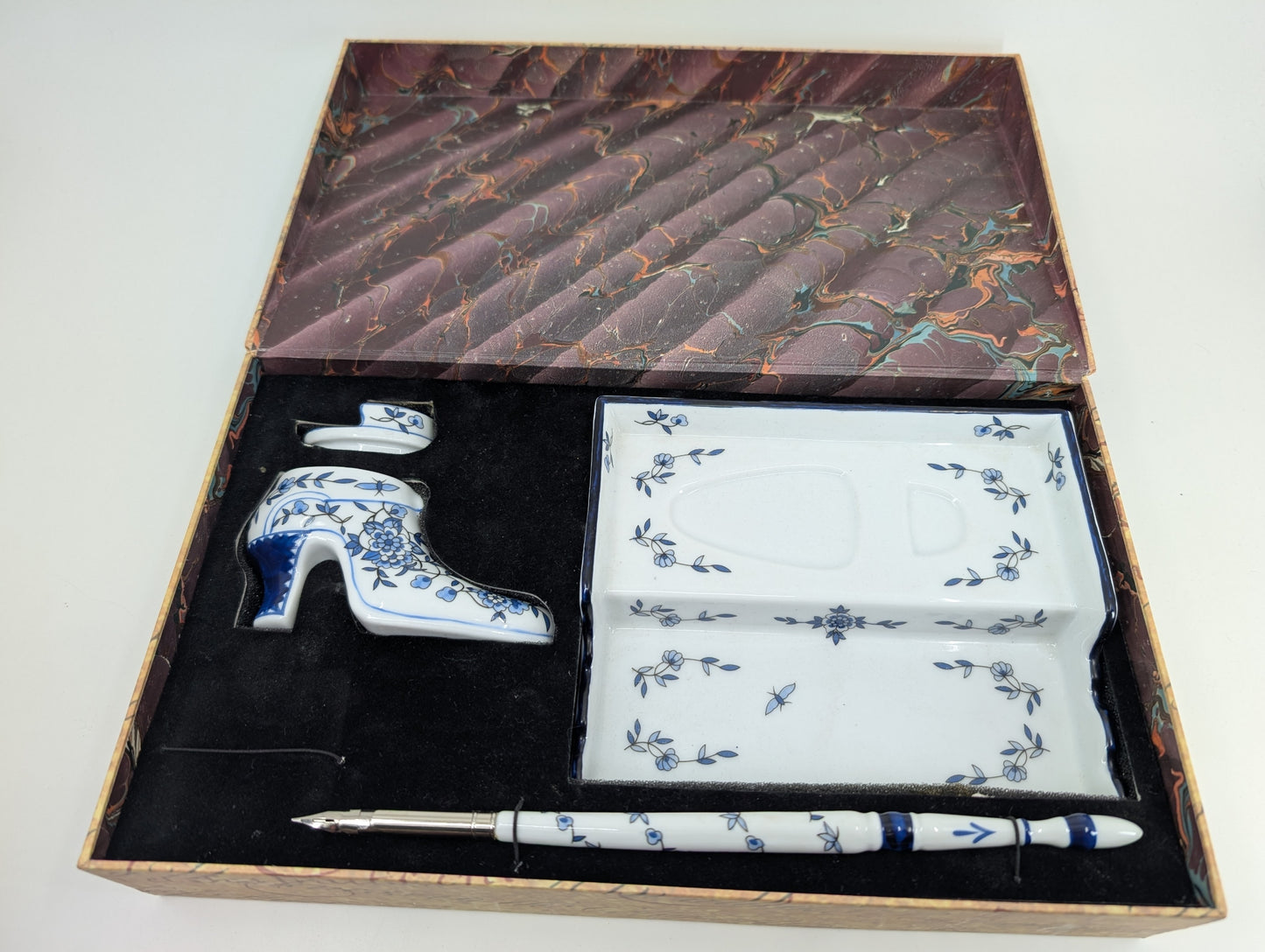*Consignment* Charles II Delft Inkwell Vintage Calligraphy Set