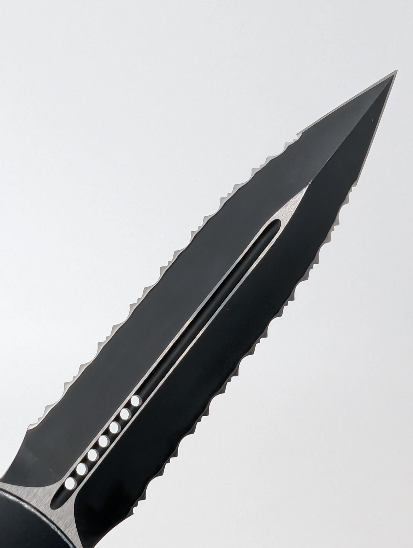 *Consignment* Microtech Dirac Delta Double Edge Full Serrated Out the Front Knife