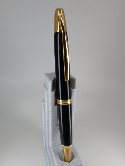 *Consignment* Pilot Vanishing Point Black / Gold Fountain Pen 18k Gold Medium Nib