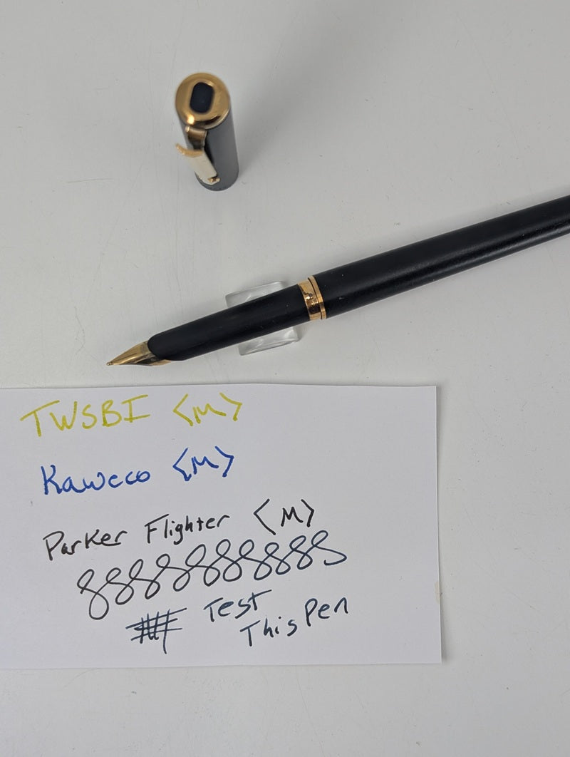*Consignment* Parker Arrow "Flighter" Black / Gold Fountain Pen Medium Nib
