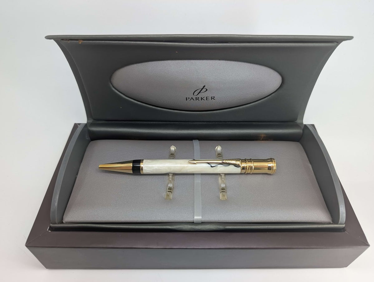 *Consignment* Parker UK Duofold Pearl & Black Centennial Ballpoint Pen